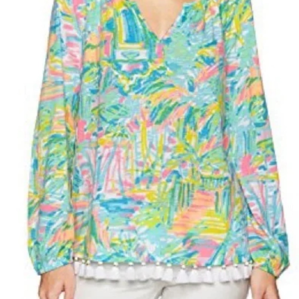 Lilly Pulitzer Lindy top with tassels XS
